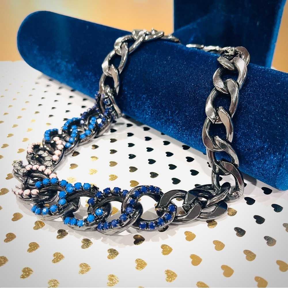 Chunky Rhinestones HEAVY Cuban Chain Gunmetal Finish